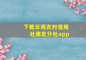 下载云南农村信用社德宏分社app