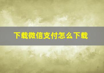 下载微信支付怎么下载