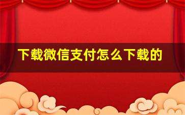 下载微信支付怎么下载的