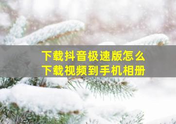 下载抖音极速版怎么下载视频到手机相册