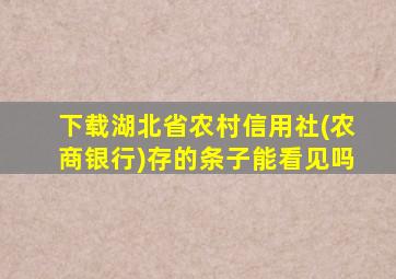 下载湖北省农村信用社(农商银行)存的条子能看见吗