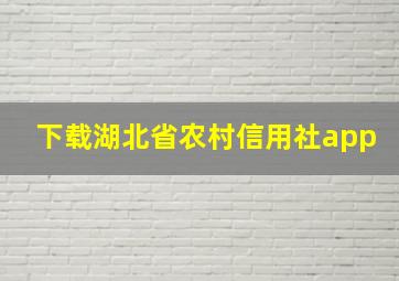 下载湖北省农村信用社app