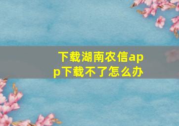 下载湖南农信app下载不了怎么办