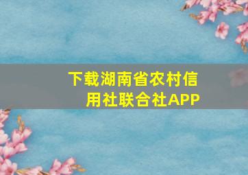 下载湖南省农村信用社联合社APP