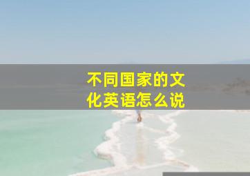 不同国家的文化英语怎么说