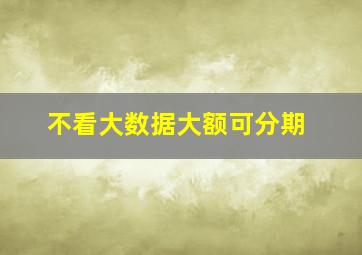 不看大数据大额可分期