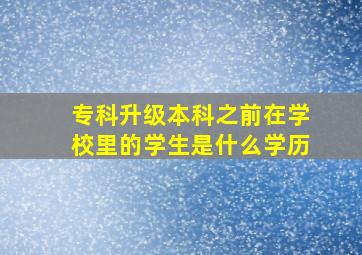 专科升级本科之前在学校里的学生是什么学历