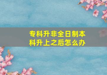 专科升非全日制本科升上之后怎么办