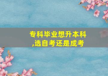 专科毕业想升本科,选自考还是成考