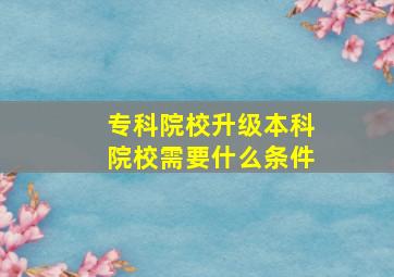 专科院校升级本科院校需要什么条件