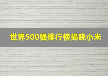 世界500强排行榜揭晓小米