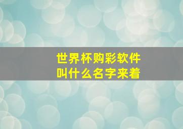 世界杯购彩软件叫什么名字来着