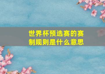 世界杯预选赛的赛制规则是什么意思