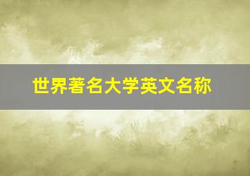 世界著名大学英文名称