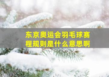 东京奥运会羽毛球赛程规则是什么意思啊