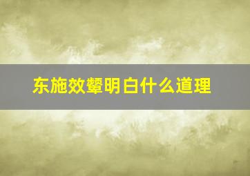 东施效颦明白什么道理