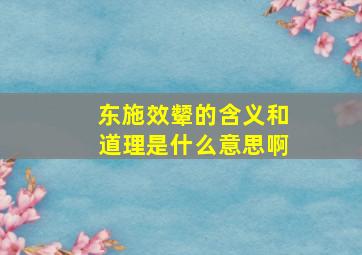 东施效颦的含义和道理是什么意思啊