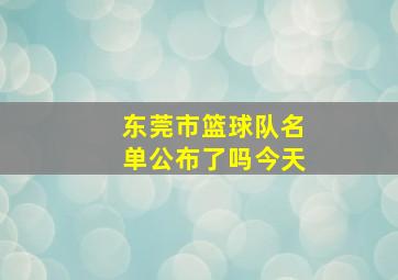 东莞市篮球队名单公布了吗今天