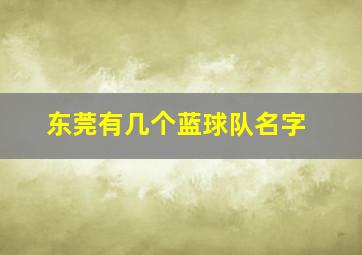 东莞有几个蓝球队名字