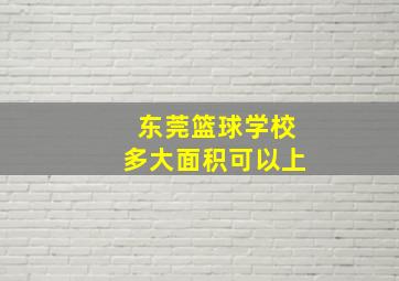 东莞篮球学校多大面积可以上