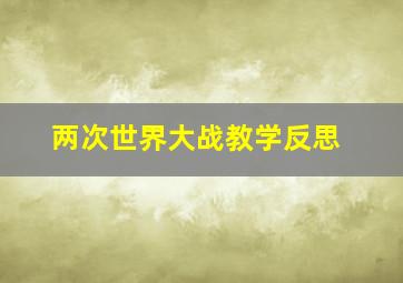 两次世界大战教学反思