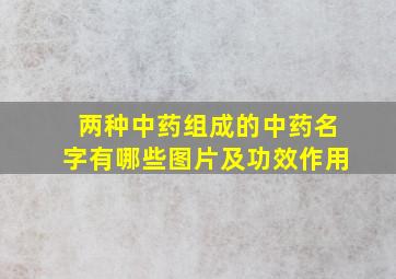 两种中药组成的中药名字有哪些图片及功效作用