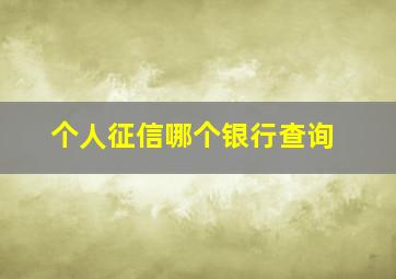 个人征信哪个银行查询