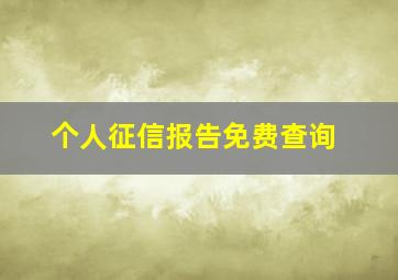 个人征信报告免费查询