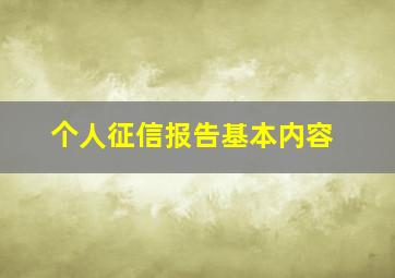 个人征信报告基本内容