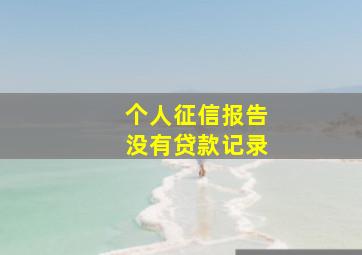 个人征信报告没有贷款记录