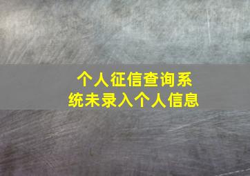 个人征信查询系统未录入个人信息