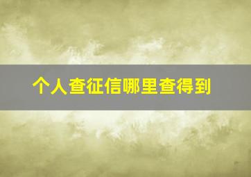 个人查征信哪里查得到