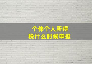 个体个人所得税什么时候申报