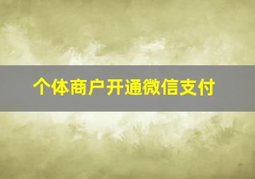 个体商户开通微信支付