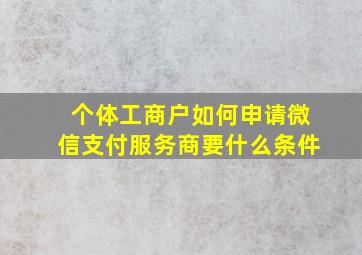 个体工商户如何申请微信支付服务商要什么条件