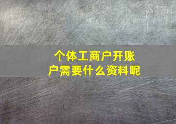 个体工商户开账户需要什么资料呢