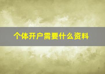 个体开户需要什么资料