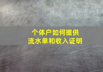 个体户如何提供流水单和收入证明