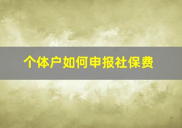 个体户如何申报社保费