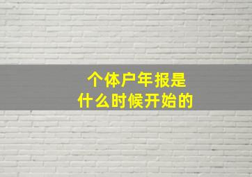 个体户年报是什么时候开始的