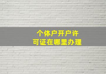 个体户开户许可证在哪里办理