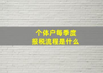 个体户每季度报税流程是什么