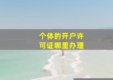 个体的开户许可证哪里办理