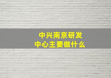 中兴南京研发中心主要做什么