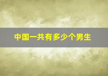 中国一共有多少个男生