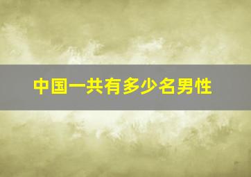 中国一共有多少名男性