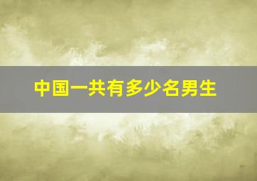 中国一共有多少名男生