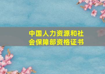 中国人力资源和社会保障部资格证书