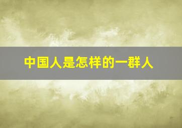 中国人是怎样的一群人