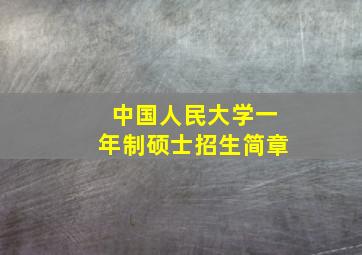 中国人民大学一年制硕士招生简章